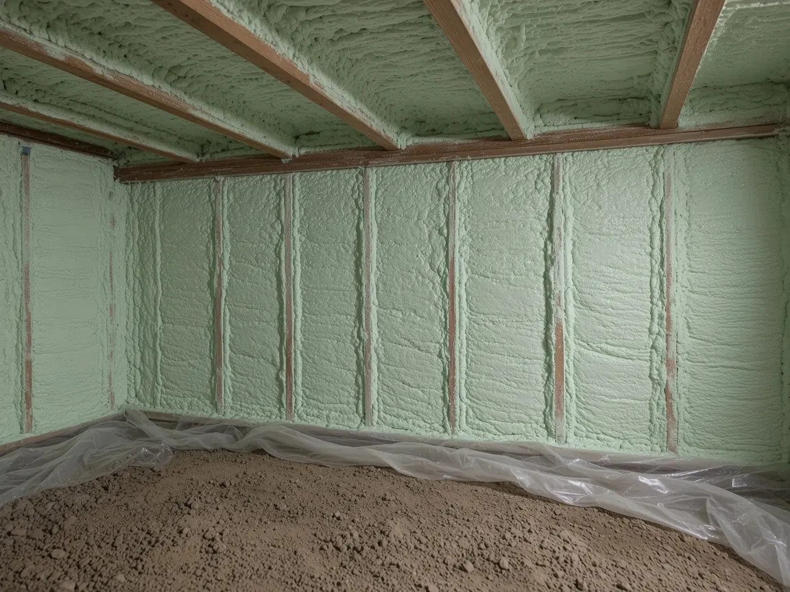 Crawl Space Spray Foam. Green Home Insulation