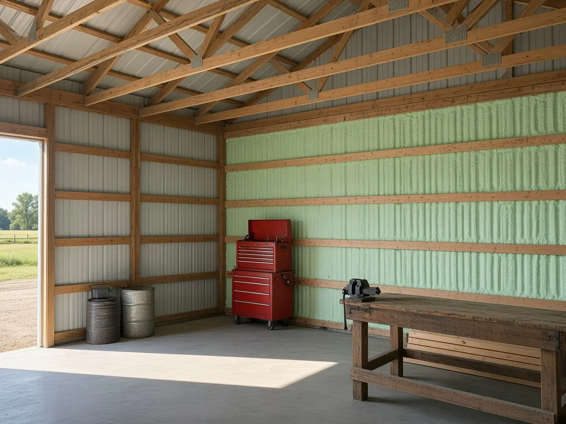 Pole Barn Spray Foam. Green Home Insulation