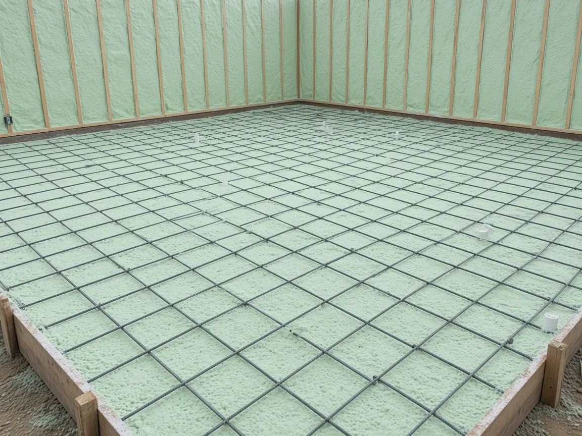 Under-Slab Spray Foam. Green Home Insulation